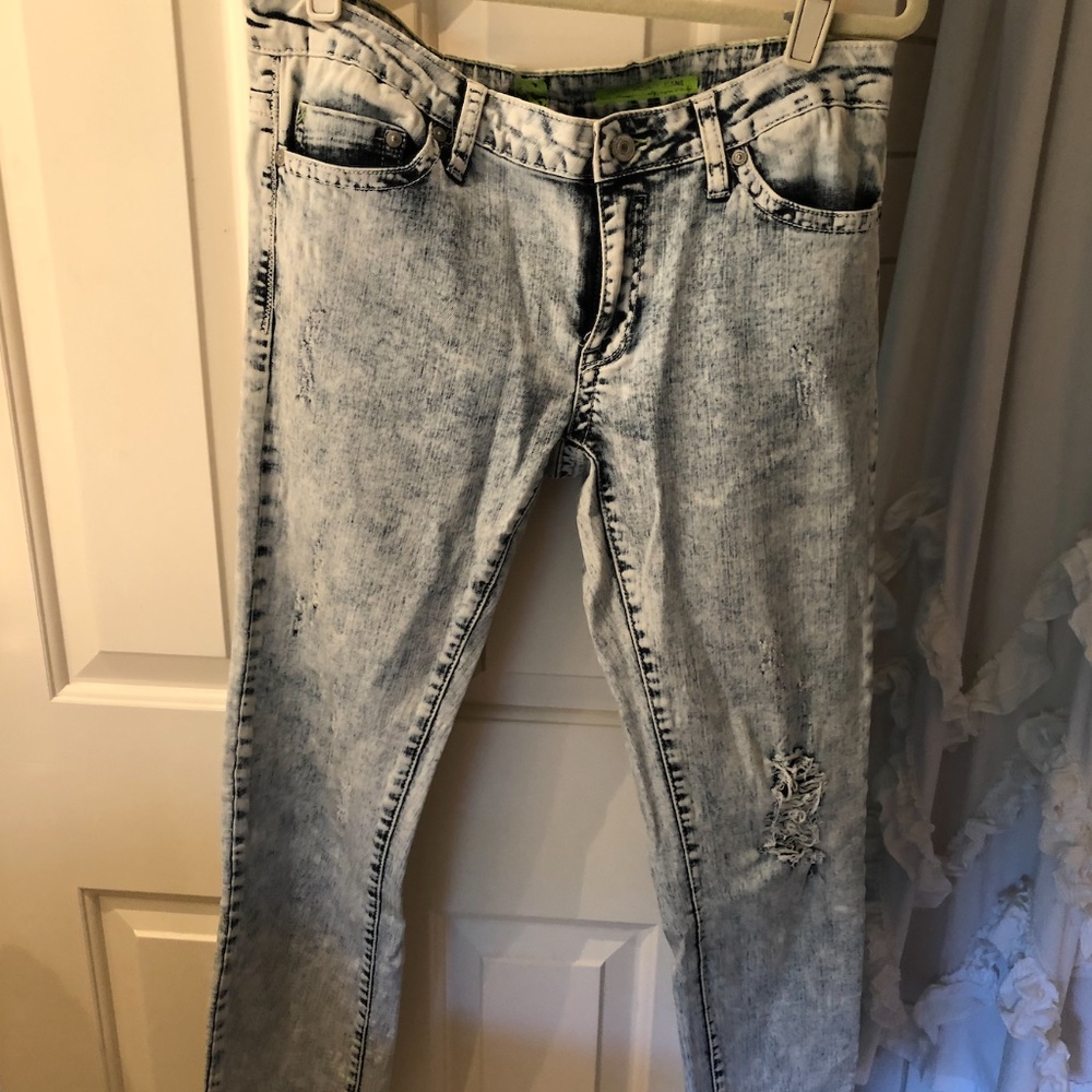 flying monkey acid wash skinny jean